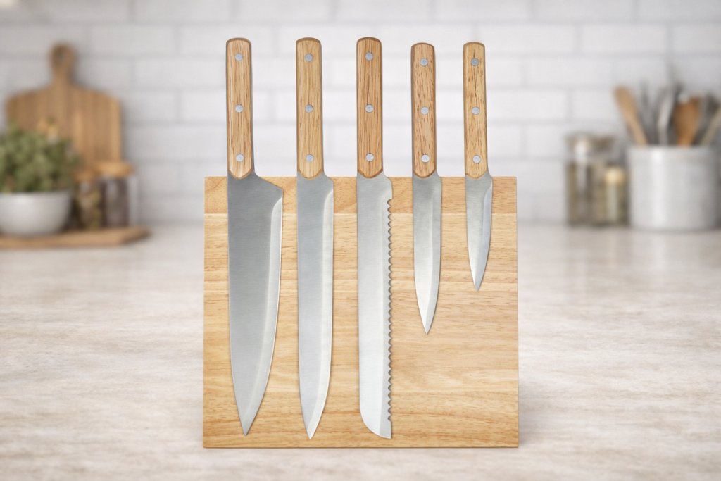 Set Coltelli Livoo in Acciaio Inox – 5 Pezzi con Supporto Magnetico